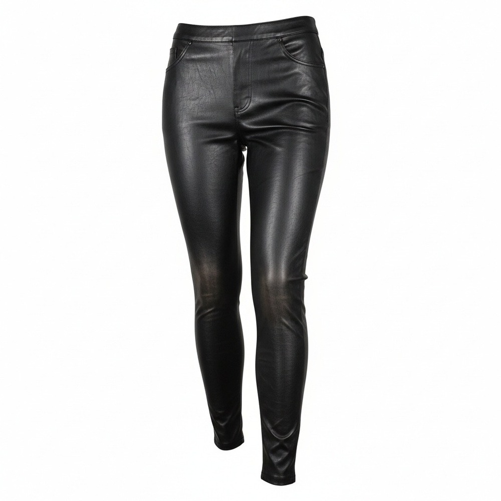 Commando‎ Women Vegan Leather Leggings L Black High Rise Pocket SLG06 Going Out